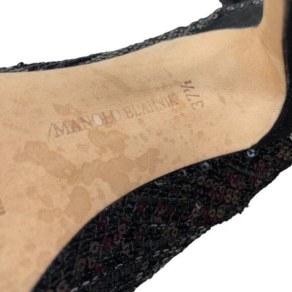 Manolo Blahnik Sequined Pascalare Over the Knee Boots Black Size 37.5 - Picture 10 of 12